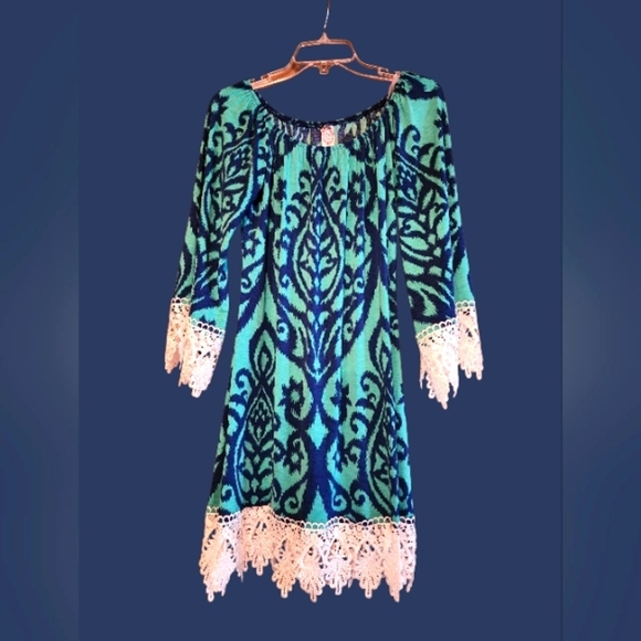 NWOT 2B Together Blue and Turquoise Tunic - Picture 1 of 4